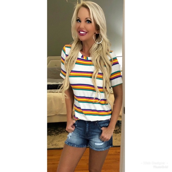 ❤️LAST 1! Multi Stripe Round Neck Tunic Top! - Picture 4 of 6